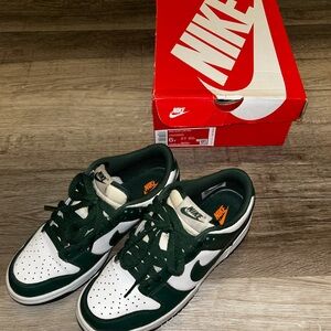 Nike Dunks Forest Green and White Shoes